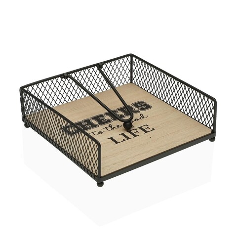 Suport pentru servetele Good Life, Versa, 18 x 18 x 6 cm, metal/MDF, negru