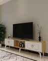 Comoda TV, Olivia, Violet, Stejar Safir / Alb / 