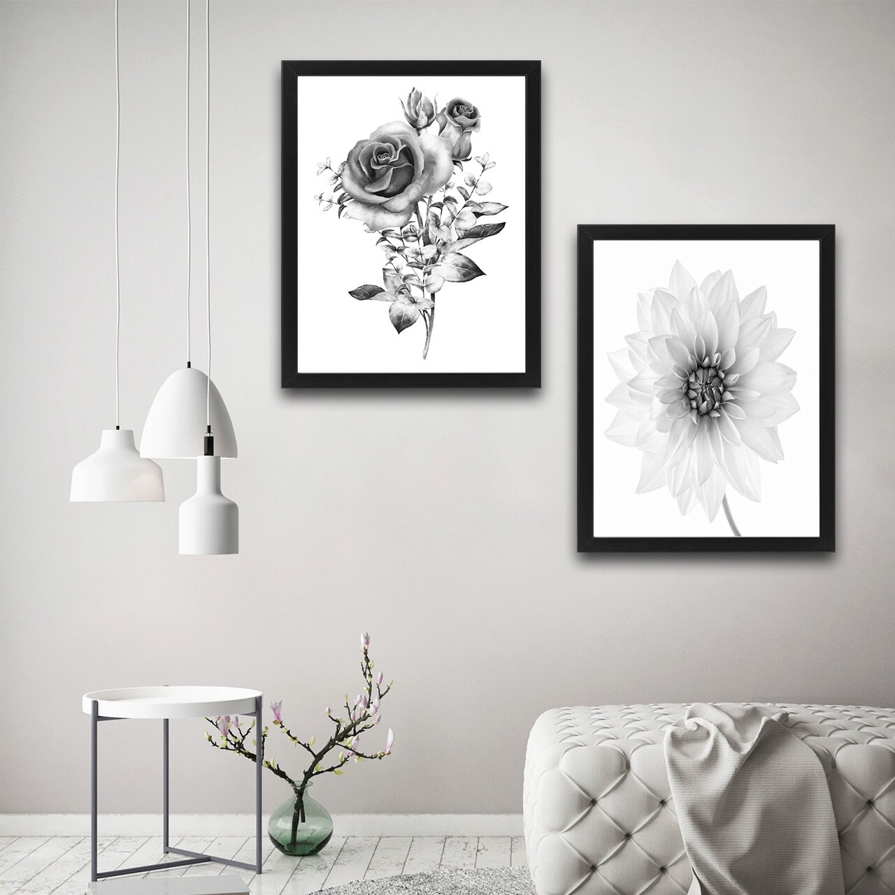 Set 2 tablouri decorative, Rose Rose Set, PAL, Hartie, Multicolor