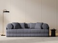 Canapea extensibila 3 locuri, Kemi, Cosmopolitan Design, 206x95x70 cm, tesatura boucle, grafit