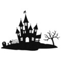 Decoratiune de perete, Halloween 1, Metal, Dimensiune: 70 x 48 cm, Negru