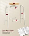 Set 2 scaune de bar, Vasagle, 32x32x65 cm, fier/PAL, alb/natural