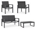Set mobilier de gradina 4 piese Kallen, Bizzotto, aluminiu/textilena 2x1, gri carbune