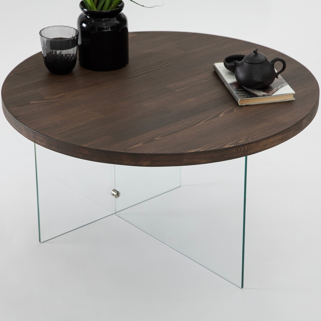 Masuta de cafea, Neostill, Serenity, 70x40 cm, Sticla temperata, Transparent/Nuc - 2 | YEO