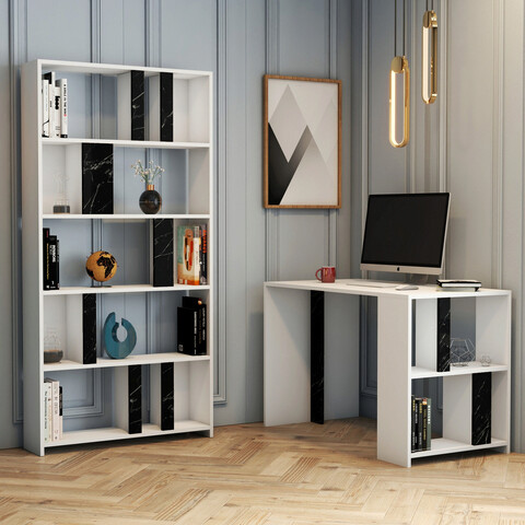 Set birou si biblioteca, hommy craft, lima, alb negru