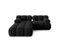 Canapea modulara 3 locuri, Bellis-51, Micadoni Home, 188x188x70 cm, catifea, negru