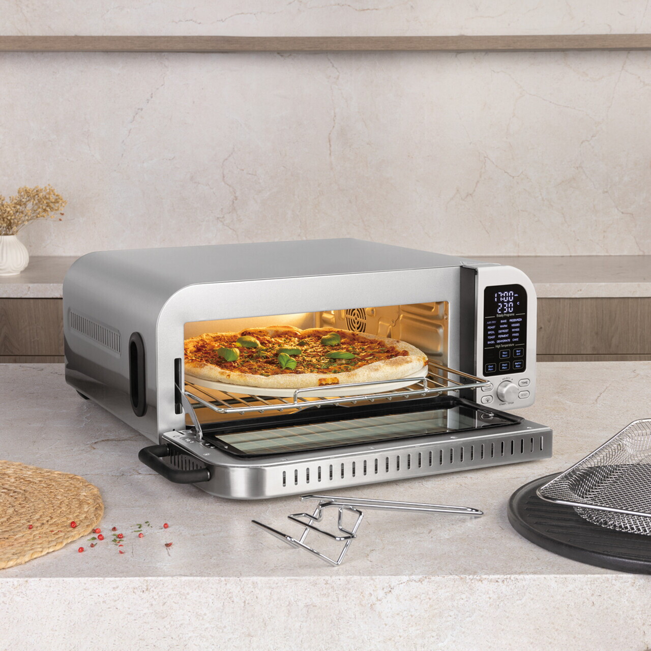 Cuptor electric pizza Berlinger Haus, Matte Black, 2000W, 18 L, argintiu - imagine 6