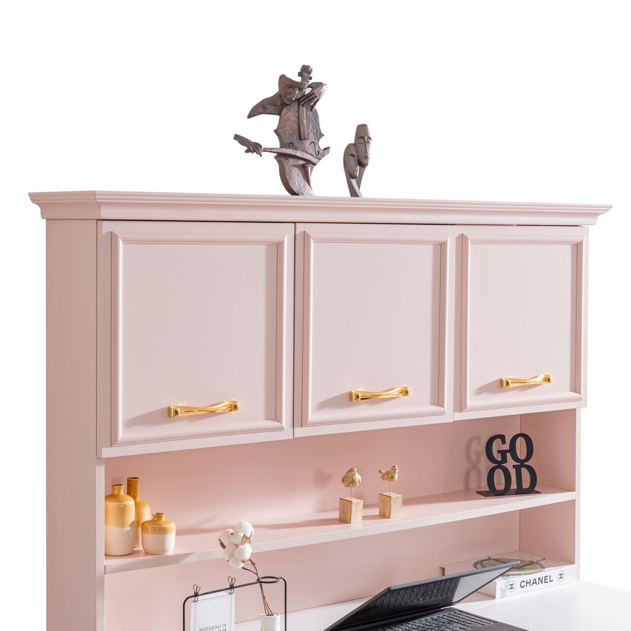 Birou, Hanah Home, Rosa, 138x167x60 cm, PAL, Roz/Alb - view 7