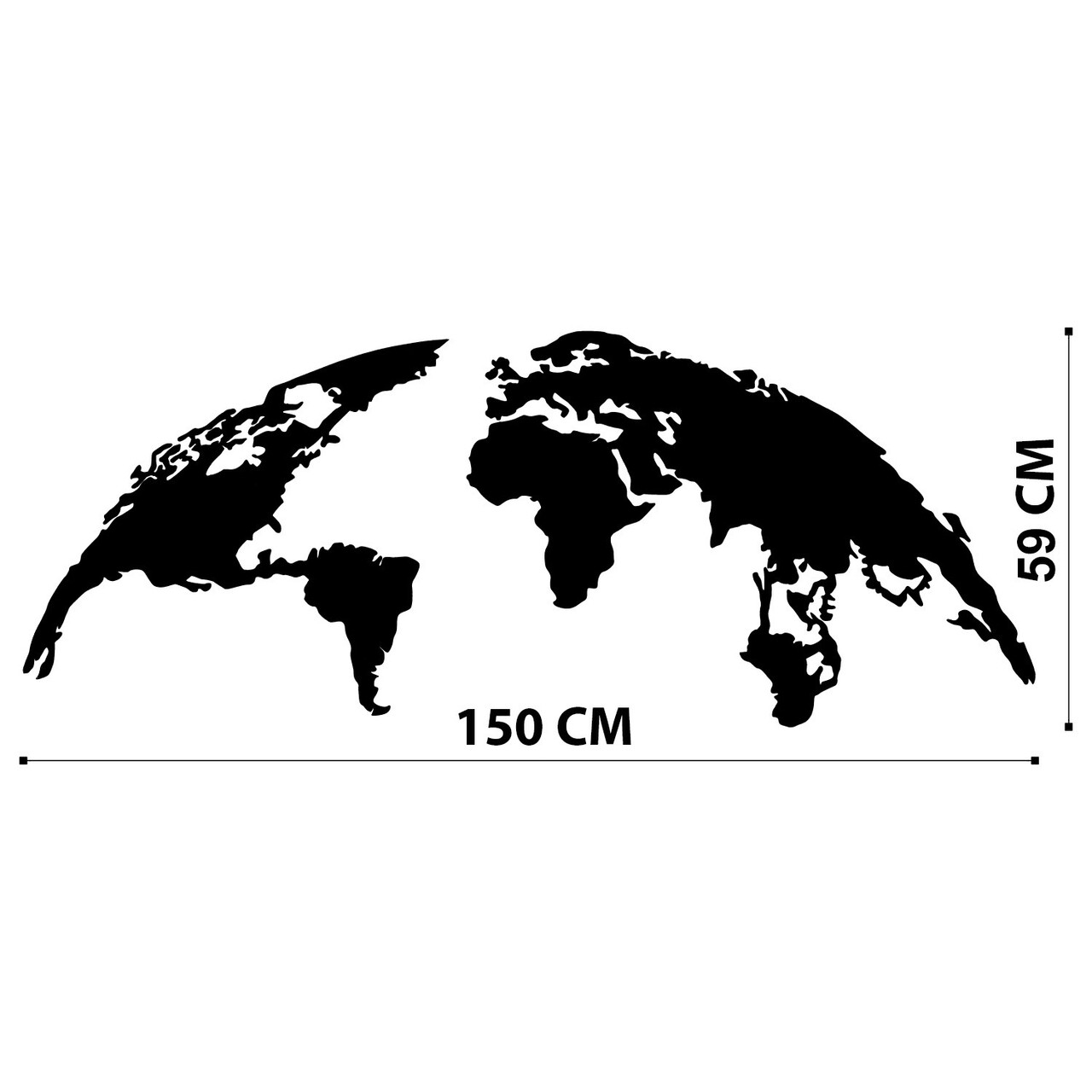 Decoratiune de perete, World Map Large Metal Decor, metal, 150 x 59 cm, negru