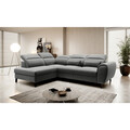 Coltar extensibil stanga 4 locuri ELTAP, LT-04FL, Noble, 255x201x100 cm, lemn/poliester, gri