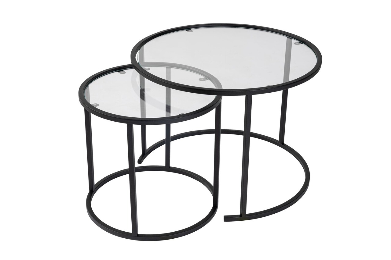Set masute de cafea, Hanah Home, Black-Transparent-60-42, Negru - view 6