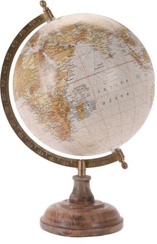 Glob pamantesc decorativ Earth texture, 8×33 cm, lemn de mango, crem
