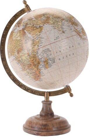 Glob pamantesc decorativ Earth texture, 8x33 cm, lemn de mango, crem
