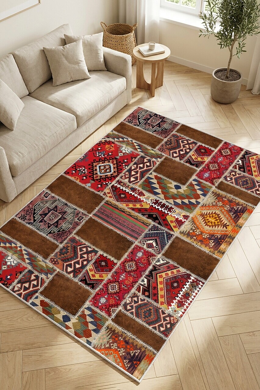 Covor, DC-3009-HALI-218, 80x150 cm, Poliester, Rosu — imaginea 3