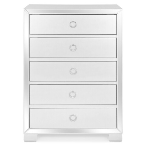 Comoda inalta, opera, 79 x 40 x 116 cm, mdf/oglinda, alb mat