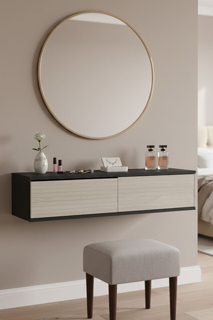 Dulap, Hanah Home, Zeynep 120, 120x25.5x29.6 cm, Antracit / Travertin — imaginea 2