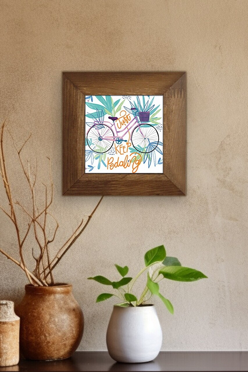Tablou decorativ, Artvessakaro24, Ceramica, Cadru: 100% LEMN (Grosime: 2,5 cm), Multicolor