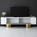 Comoda TV, Bexley, Bohem, Alb/Auriu