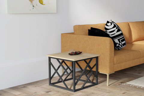 Masuta de cafea, puqa design, woda, 53.5x41.8x53.5 cm, pal, safir / negru