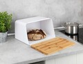 Cutie pentru paine, Wenko, Kubo, 35 x 26.5 x 20.5 cm, plastic/bambus, alb/maro