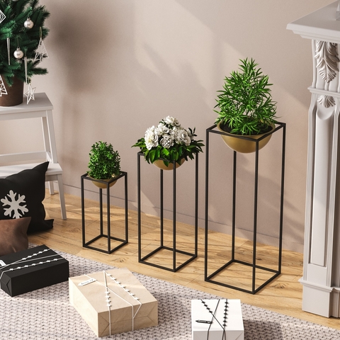 Ghiveci, GED-019-A, 28x80x28 cm, Metal, Negru