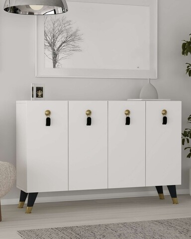 Consola, Hanah Home, 8179KM-32, 120x80x29.6 cm, PAL , Alb/Auriu