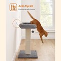 Stalp de zgariat pentru pisici / turn de catarat pentru pisici, Feandrea, 50x40x68 cm, MDF/plus/sisal, gri deschis