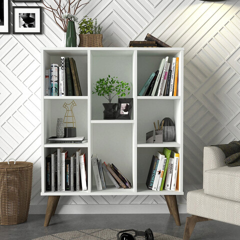 Corp biblioteca, tera home, link, 91x113.6x29.5 cm, pal, alb / nuc