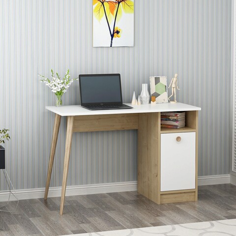 Birou, Olivia, Cannas, 110x74x50 cm, PAL , Stejar alb / safir 110x74x50
