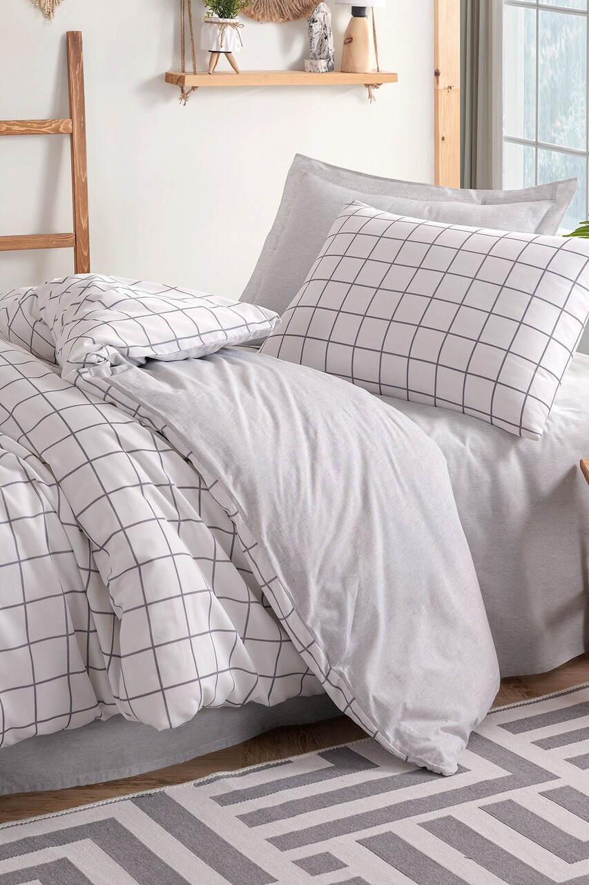 Lenjerie de pat pentru o persoana, Artus - Grey, Eponj Home, 65% bumbac/35% poliester