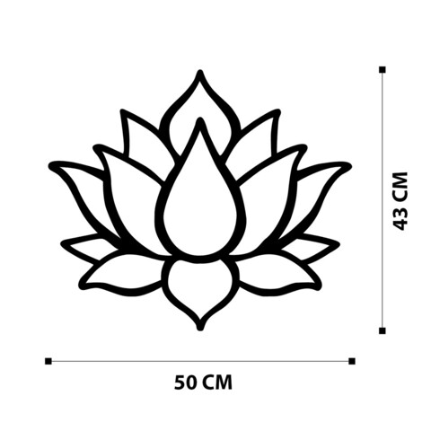 Decoratiune de perete, Lotus Flower 1 Metal Decor, Metal, Dimensiune: 40 x 52 cm, Negru