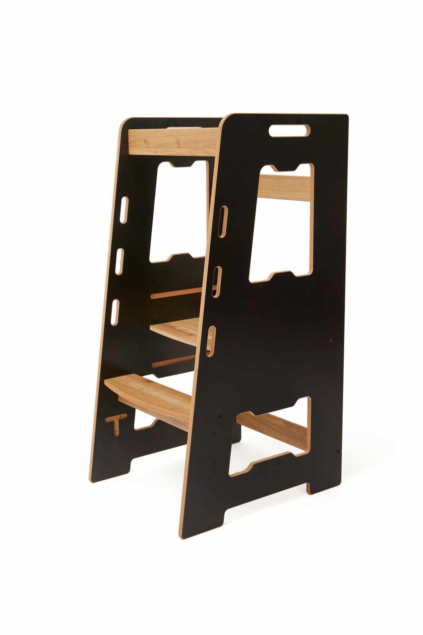 Turn de invatare, Hanah Home, Learning Tower, 40x90x50 cm, Negru / Natural - view 3