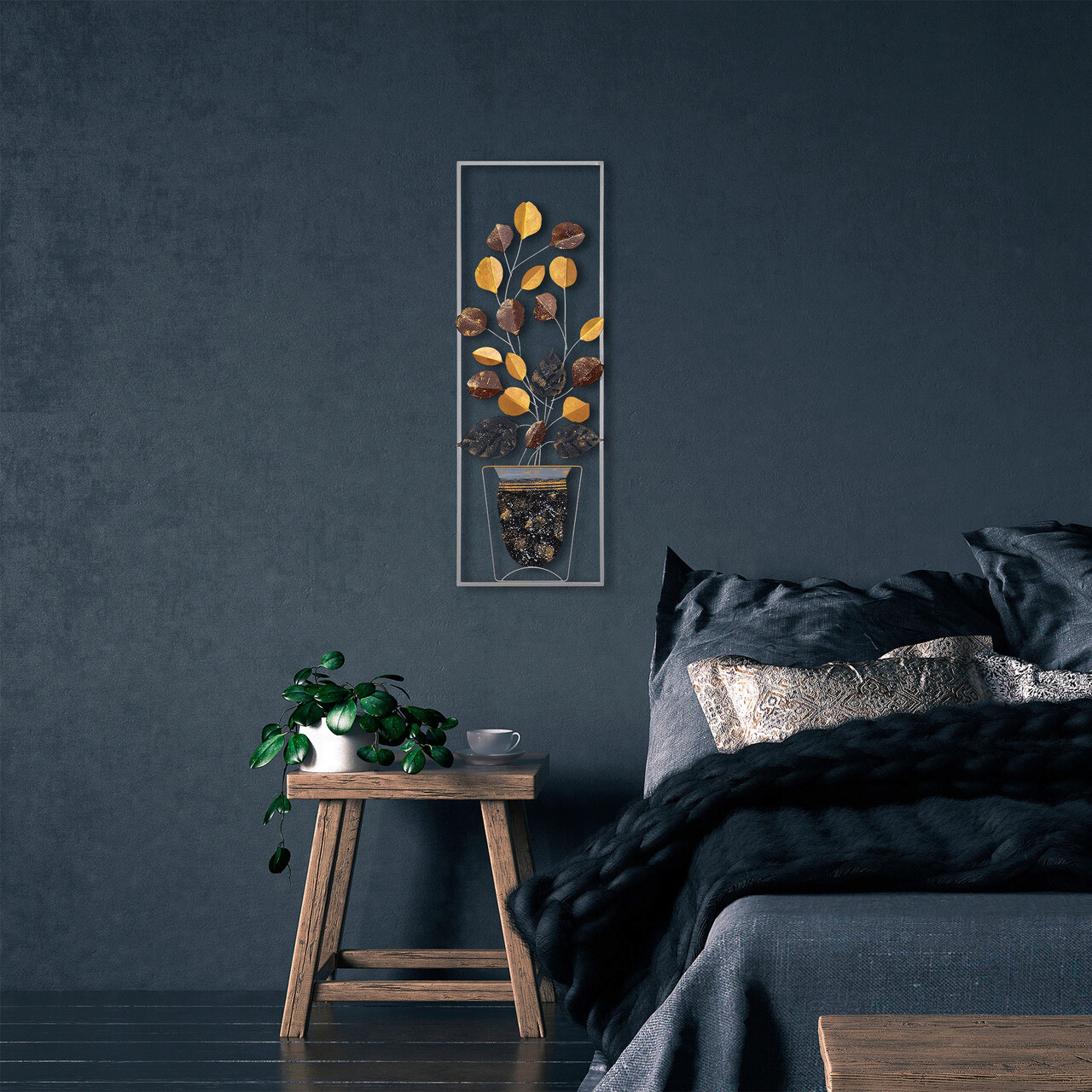 Decoratiune de perete, Alder, Metal, Dimensiune: 32 x 90 cm, Multicolor - 1 | YEO