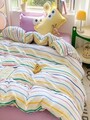 Lenjerie de pat dubla, Funny - Yellow, Lilac, Eponj Home, 65% bumbac/35% poliester