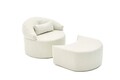 Canapea extensibilă cu 1 loc, Balcab Home, 825BLC4726, Material: 100% POLIESTER (țesătură cu textură de in), Crem
