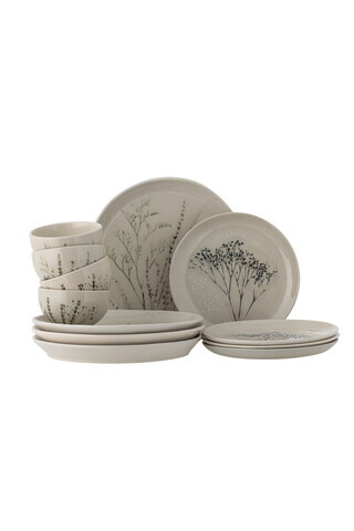 Serviciu de  masa 12 piese, Bloomingville, Bea, ceramica, natural