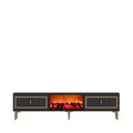 Comoda TV, Hanah Home, Orion Fireplace, 150x44.6x29.6 cm, PAL , Antracit / Aur