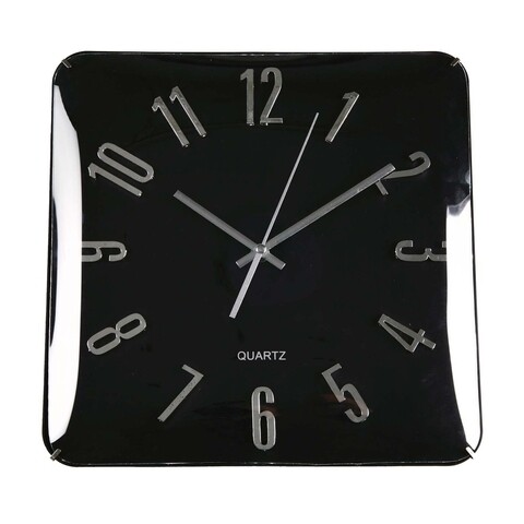 Ceas de perete Lewis, Versa, Ø31 cm, sticla, negru