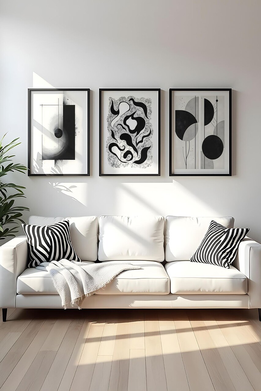 Set 3 tablouri decorative Huhu425 Cadru: 100% LEMN MASIV (Grosime: 2 cm) Multicolor