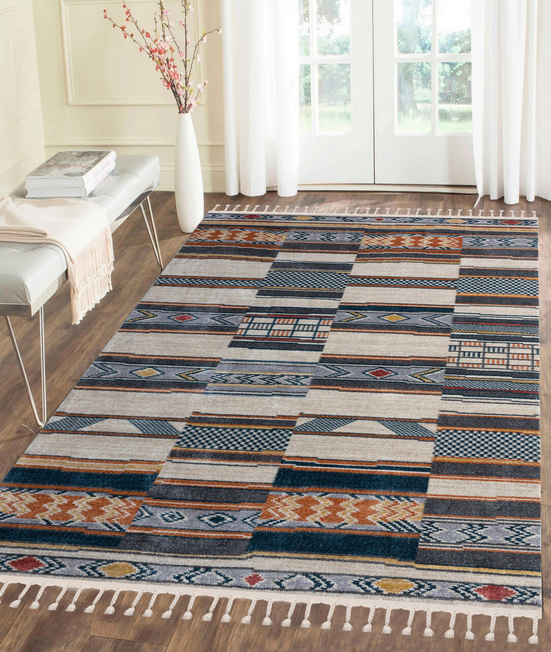 Covor, 80241A , 200x290 cm, Poliester, Crem / Antracit
