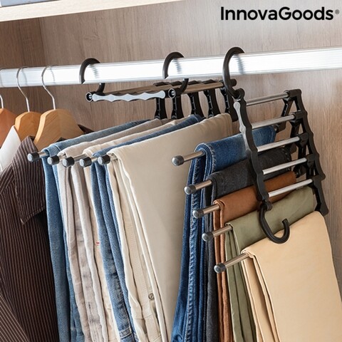 Umeras multifunctional pentru pantaloni 5-in-1, innovagoods, 47x18x6 cm, inox