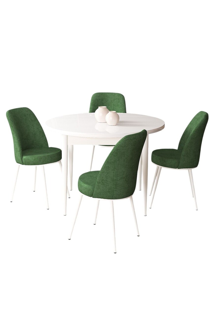 Set masă și scaune (5 bucăți), Hanah Home, Tor, Alb / Kaki - view 2