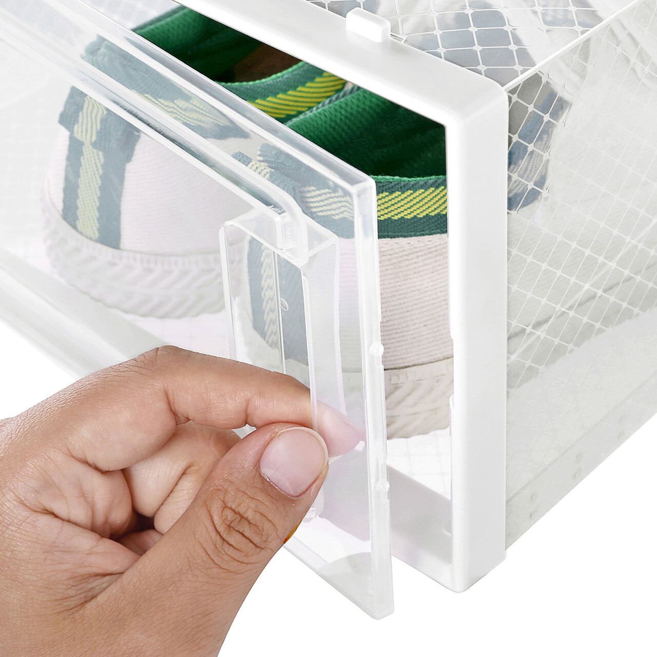 Set 18 cutii de pantofi, Songmics, 33.3x23x14 cm, polipropilena, transparent/alb - view 4