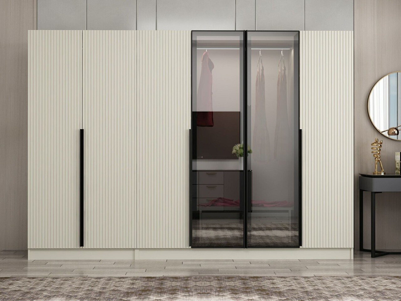 Dulap pentru haine, Hanah Home, Nisa, 270x210x52 cm, Gresie