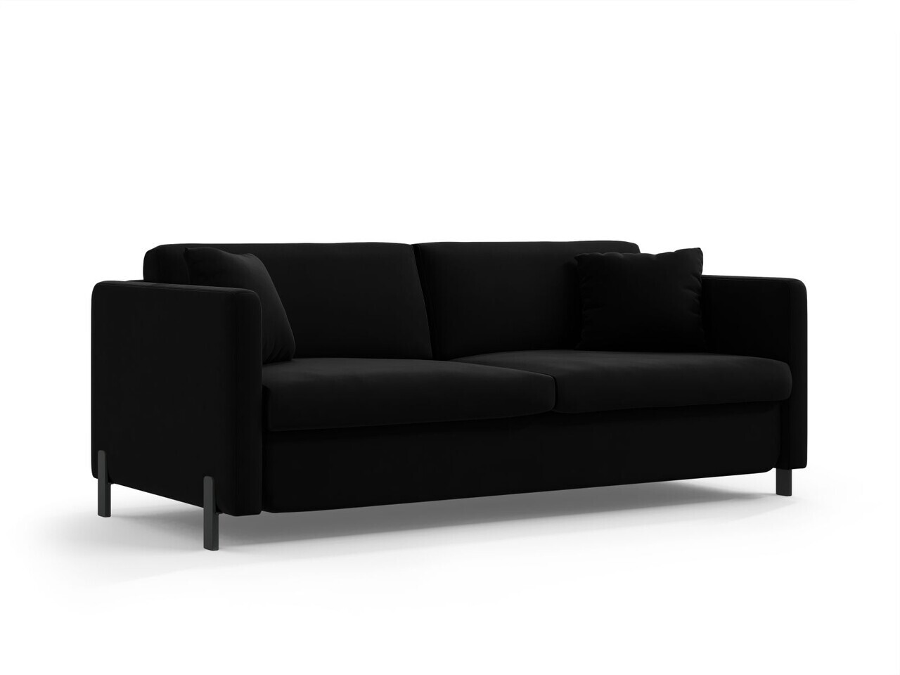 Canapea extensibila 3 locuri, Gloria, Micadoni Home, 206x102x88 cm, catifea, negru — imaginea 3