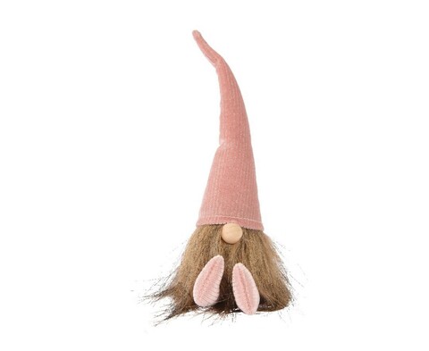Decoratiune Gnome w hat medium pink, Decoris, 5x5x27 cm, poliester, roz