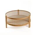 Masuta de cafea, Hanah Home, Golf 100, 100x48x100 cm, LEMN MASIV DE STEJAR, Travertin de stejar