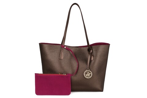 Geanta cu portofel Beverly Hills Polo Club, 402, piele ecologica, cupru/roz fucsia