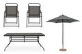 Set mobilier de gradina 8 piese Pompei, Bizzotto, pentru 6 persoane, otel/sticla temperata/textilena 2x1, antracit