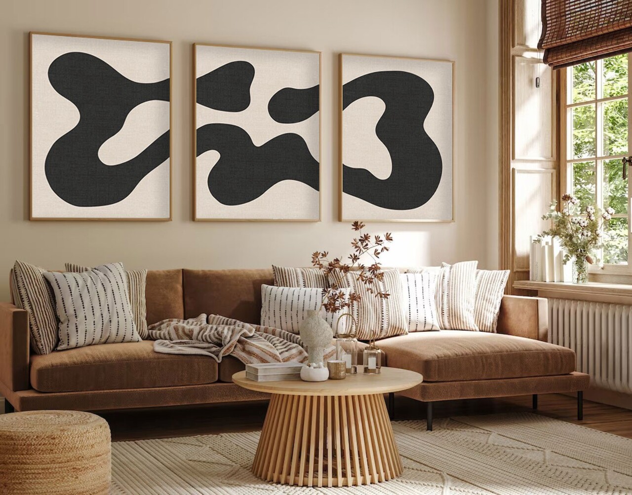 Set 3 tablouri decorative Huhu199 Cadru: 100% LEMN MASIV (Grosime: 25 cm) Multicolor